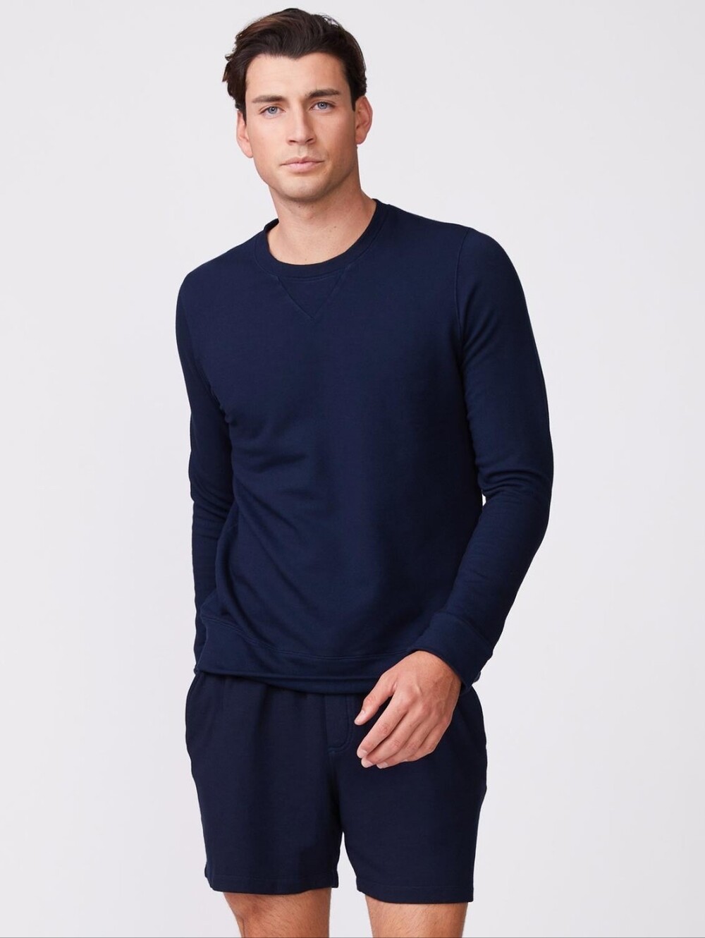 NWT Monrow Super Soft Fleece Navy Sweatshirt M Buttery Soft